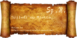 Szilvásy Mietta névjegykártya